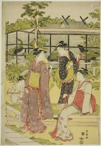 鳥と花の茶屋（花鳥茶屋）を訪れる女性たち 作： Utagawa Toyokuni I