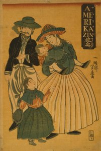1861年に横浜で散歩に出かけたアメリカ人家族