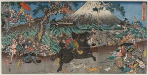 富士山麓の源頼朝の狩りの絵