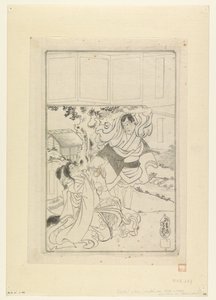 女性の首を切ろうとしている男性