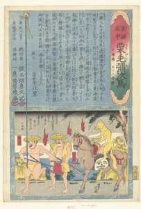 馬に乗ったキツネ 日本房（題名） 弥次と東海道横断の旅（連載タイトル） 東海道中 栗毛の勇次馬 作： Utagawa Yoshiiku