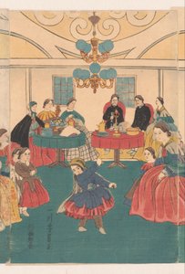 外国人が宴会で楽しんでいます 作： Utagawa Yoshikazu