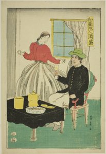ワインを飲むオランダ人夫婦（坂森オランダ人）