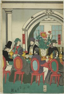 五ヶ国異邦人宴席（ごかこくいじんしゅえんのず） 作： Utagawa Yoshikazu