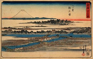 新撰組江戸名所図会」シリーズの八景橋の図 作： Utagawa Yoshimori