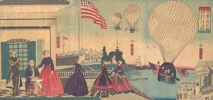 アメリカの気球上昇 アメリカ国、1867年6月。 作： Utagawa Yoshitora
