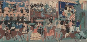 横浜を観光する外国人 作： Utagawa Yoshitora