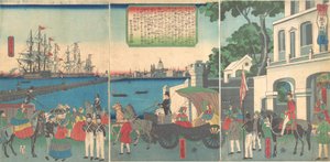 1862年2月、イギリスのロンドン港にて。 作： Utagawa Yoshitora