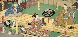 紫渋福（b。978）による 『源氏物語』の場面c。 1860（カラー木版画） 作： Utagawa and Toyokuni Kuniyoshi