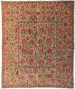 カウチシルクに刺繍されたスサニ 作： Uzbek School