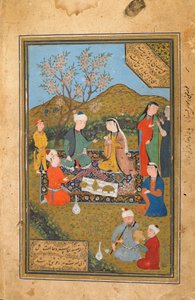 Tuhfat Al-Ahrar、ウズベキスタン、ブハラ、おそらくウズベキスタン時代、1558年（不透明な水彩画、インク、紙の上の金） 作： Uzbek School