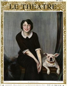 イヴォンヌ・デブレイ、犬とのポートレート 作： V. (after) Puig