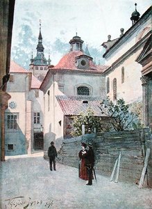 Jirska Ulice, Prague, 「Stara Praha (Old Prague)」のイラスト, 1900年頃 (リトグラフ) 作： Vaclav Jansa