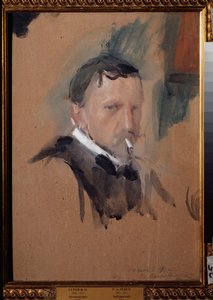 自画像。 Valentin Alexandrovich Serov (1865-1911) の作品、紙に水彩、ガッシュ 作： Valentin Aleksandrovich Serov