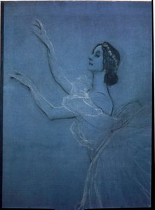 La ballerine Anna Pavlova (1882-1931) dans le ballet les ""Sylphides"" de Frederic Chopin (1810-1849) (detail). Oeuvre de Valentin Alexandrovich Serov (1865-1911), tempera et craie sur toile   1322971   ja       japanese Successfully Translated  Original:  作： Valentin Aleksandrovich Serov