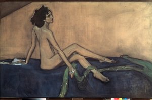 バレリーナ イダ ルビンスタイン (1885-1960) の肖像画。 Valentin Alexandrovich Serov (1865-1911) の作品、キャンバスにテンペラと黒チョーク 作： Valentin Aleksandrovich Serov