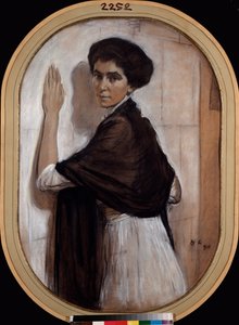 ソフィア・オルスフィエワ伯爵夫人の肖像画。 Valentin Alexandrovich Serov (1865-1911) の作品、段ボールにパステルと楽観的 作： Valentin Aleksandrovich Serov