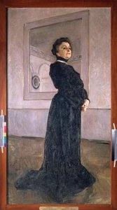 女優のマリア・エルモロワ (1853-1928) の肖像画。 Valentin Alexandrovich Serov（1865-1911）による絵画、キャンバスに油彩 作： Valentin Aleksandrovich Serov