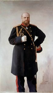 ロシア皇帝アレクサンドル3世(1845-1895)の足元の肖像 ヴァレンティン・セロフ(1865-1911)の絵画 1895年 St.Chateau De Peterhof - ロシア皇帝アレクサンドル3世(1845-1895)の全身像。ヴァレンティン・セロフ（1865-1911）による絵画