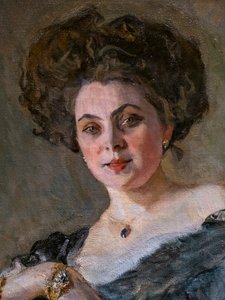 Evdokia Sergeevna Morozova の肖像 (詳細) 作： Valentin Aleksandrovich Serov