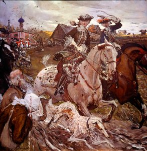 エリザベート・ペトロフナ王女（1709-1762）（後のロシアのエリザベート・アイレ）とピョートル2世（1715-1730）の狩猟 絵画：ヴァレンタイン・アレクサンドロヴィチ・セローフ（1865-1911 作： Valentin Aleksandrovich Serov
