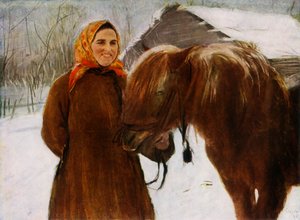 「馬を持つ女」、1898年、1965年。 作： Valentin Serov