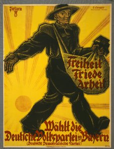 自由、平和、仕事、ババリアのドイツ人民党の選出、パブ。ミュンヘン、1919