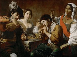 居酒屋のミュージシャンと酒飲みでの出会い 作： Valentin de Boullogne