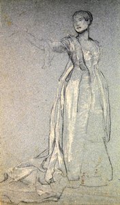 メヌエット」のための習作、1870年頃（紙にチョーク） 作： Valentine Cameron Prinsep
