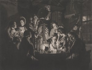 空気ポンプの実験を行う哲学者、1769 年。 作： Valentine Green