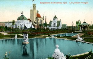 フランス庭園、万国博覧会、ブリュッセル、ベルギー、1910年。 作： Valentine and Sons Ltd