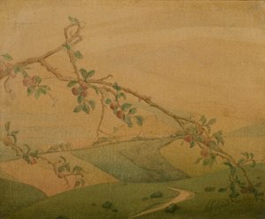 りんごの木のある風景（キャンバスに油彩） 作： Valerius de Saedeleer