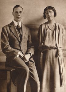 「婚約発表時のレディ・エリザベス・ボウズ・リヨンとヨーク公」、1923年 作： Vandyk