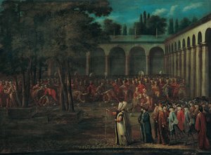 1720年代、トプカプ宮殿の2番目の中庭を通過する国際親善代表団
