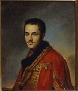 Nikolay Niolayevich Raevsky the Younger (1801-1843) の肖像画。 （N.N. Raevsky The Youngerの肖像）。 Vasili Andreyevich Tropinin（Vassili Tropinin）（1776-1857）による絵画、キャンバスに油彩 作： Vasili Andreevich Tropinin