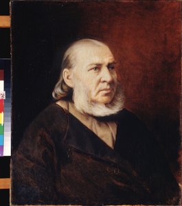 作家セルゲイ・ティモフィーヴィッチ・アクサコフ (1791-1859) の肖像画。 Vasili (Vasili) Grigorievich Perov (1834-1882) による絵画、キャンバスに油彩。 ロシア美術 作： Vasili Grigorevich Perov
