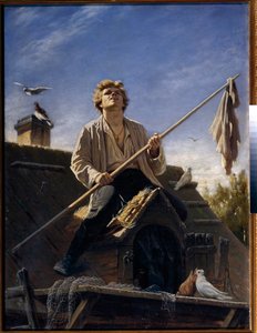 鳩の愛好家（ハトの愛好家）。 Vasili（Vasili）Grigoryevich Perov（1834-1882）による絵画、キャンバスに油彩 作： Vasili Grigorevich Perov
