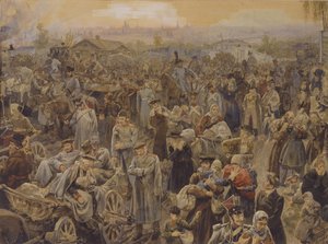 1812年、1907年のモスクワからのロシア軍の撤退 作： Vasili Petrovich Lebedev