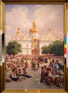 Devant le monastere des Caves a Kiev (ウクライナ) (洞窟のキエフ修道院の前) - Peinture de Vasili Petrovich Vereshchagin (Vassili Verechtchaguine) (1835-1909), huile sur toile 作： Vasili Petrovich Vereschagin