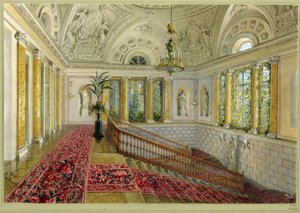 宮殿の階段。 Vasily Semyonovich Sadovnikov (1800-1879) の作品、紙に水彩 作： Vasili Semenovich Sadovnikov