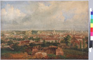 サドヴニコフ（Vasily Semyonovich, 1800-1879）の「ヴィルナの眺め」。紙に水彩画 作： Vasili Semenovich Sadovnikov