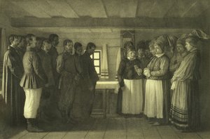1865年に祈るDoukhobors 作： Vasili Vasilievich Vereshchagin