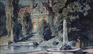モデスト・ムソルグスキー（1839-1881）によるオペラ「ボリス・ゴドゥノフ」の準備装飾 - M・ムソルグスキーによるオペラ・ボリス・ゴドゥノフの舞台デザイン - ヴァシーリー・ドミトリエヴィッチ・ポレノフ（1844-1927）の作品、紙に水彩 作： Vasilij Dmitrievich Polenov