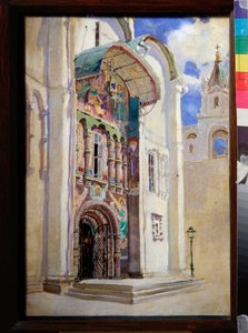 モスクワ クレムリンの被昇天大聖堂の南入口 - ヴァシーリー ドミトリエヴィチ ポレノフ (1844-1927) の絵画、キャンバスに油彩 作： Vasilij Dmitrievich Polenov