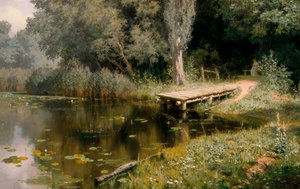 植物が生い茂った盆地。 Vasily Dmitrievich Polenov (1844-1927) の絵画