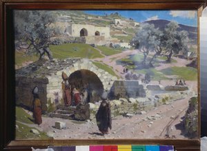 エルサレムの聖マリアの井戸 (イスラエル) - ナザレの聖マリアの井戸 - Vasili Dmitrievich Polenov (1844-1927) による絵画、キャンバスに油彩
