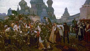 1881年の1698年におけるストレルツィの処刑の朝 作： Vasilij Ivanovic Surikov