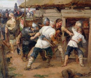 異教徒はキエフ大公国の最初のキリスト教徒を殺害した 作： Vasilij Ivanovic Surikov
