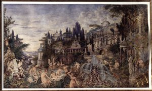 乱交（An Orgy）。 入浴シーンでサテュロスとバカンテのディオニュソスの隊列を集めた、古代ローマの宮殿の前でのお祝いのシーン。 ヴァシリ (Vasili, Vasilii, Wilhelm) の作品 Alexandrovich Kotarbinsky (Kotarbinski, Kot) 作： Vasily Alexandrovich Kotarbinsky