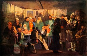 「魔法使いが村の結婚式に到着」、1874年、1965年。 作： Vasily Maksimov